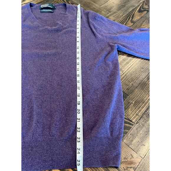 Polo Ralph Lauren Sweater Men Medium Purple Pima Cotton Pullover V Neck Academia - Picture 6 of 8